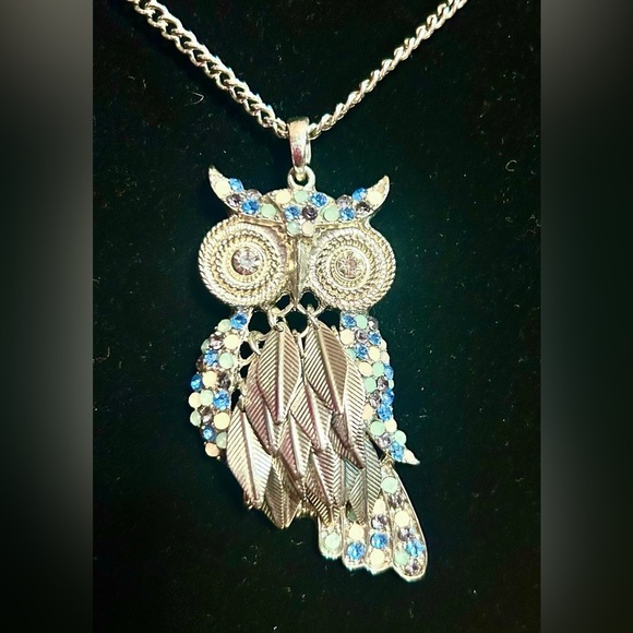SET of Owl Spirit Animal Articulated Feathers Pendent Necklace w/ FREE EARRINGS‌ - Picture 2 of 7